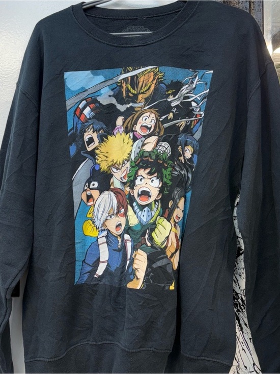 Anime Other - My Hero Academia Black Crewneck Sweater with Colorful Anime Graphic